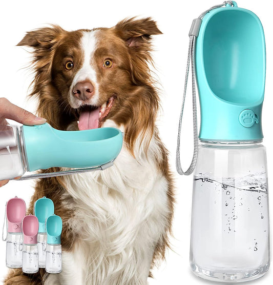 Dog Water Bottle, Leak Proof Portable Puppy Water Dispenser with Drinking Feeder