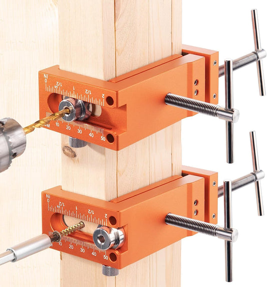 Cabinet Installation Clamps - Cabinetry Clamp for Easy and Fast Installing Face Frame of Cabinets, Highly Durable All Metal Claws with Two Flexible Drill Hole Guides, Orange, 2-Pack